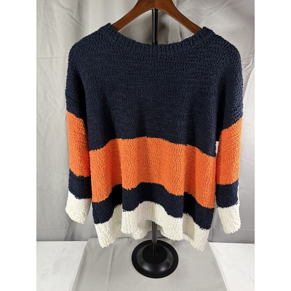 VINCE CAMUTO WOMEN'S Blue/Orange LONG SLEEVED KNIT SWEATER SIZE Large